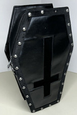 Black Cross Coffin Bag Backpack Girls Crossbody Purse Faux Leather Goth Gothic