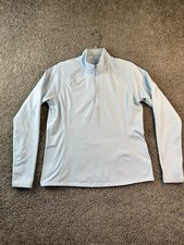 Adidas Track Jacket Womens Large Blue White Logo 1/2 Zip Pullover Ladies FLAW