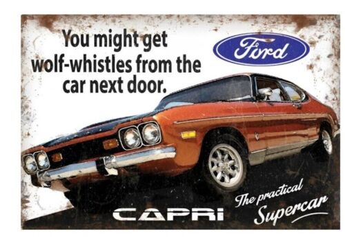 FORD CAPRI SUPERCAR Track Vintage Retro Metal Tin Wall Art Poster,A4,A5, - Afbeelding 1 van 4