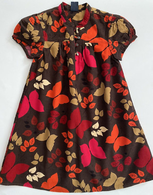 Baby Gap Girls Corduroy A-Line Dress Butterfly Print Brown Orange  XS/4-5/ NWT