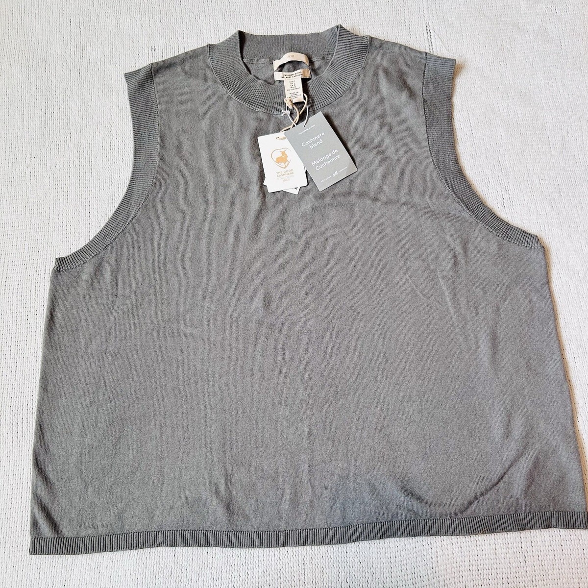 H&M The Good Cashmere Standard Sleeveless Sweater Vest Gray By