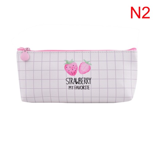PU-Womens-Strawberry-Pencil-Case-Cosmetic-Bag-Makeup-Pouch-School-Supplies