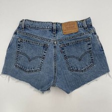 Vintage 90s Levi's Cut-Off Shorts 551 12 Petite Raw Hem Blue 1995 Casual Frayed