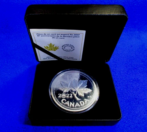 2022 1 CENT FINE PF SILVER 5oz 10TH ANNIVERSARY LIMITED EDITION COA # 628/1500