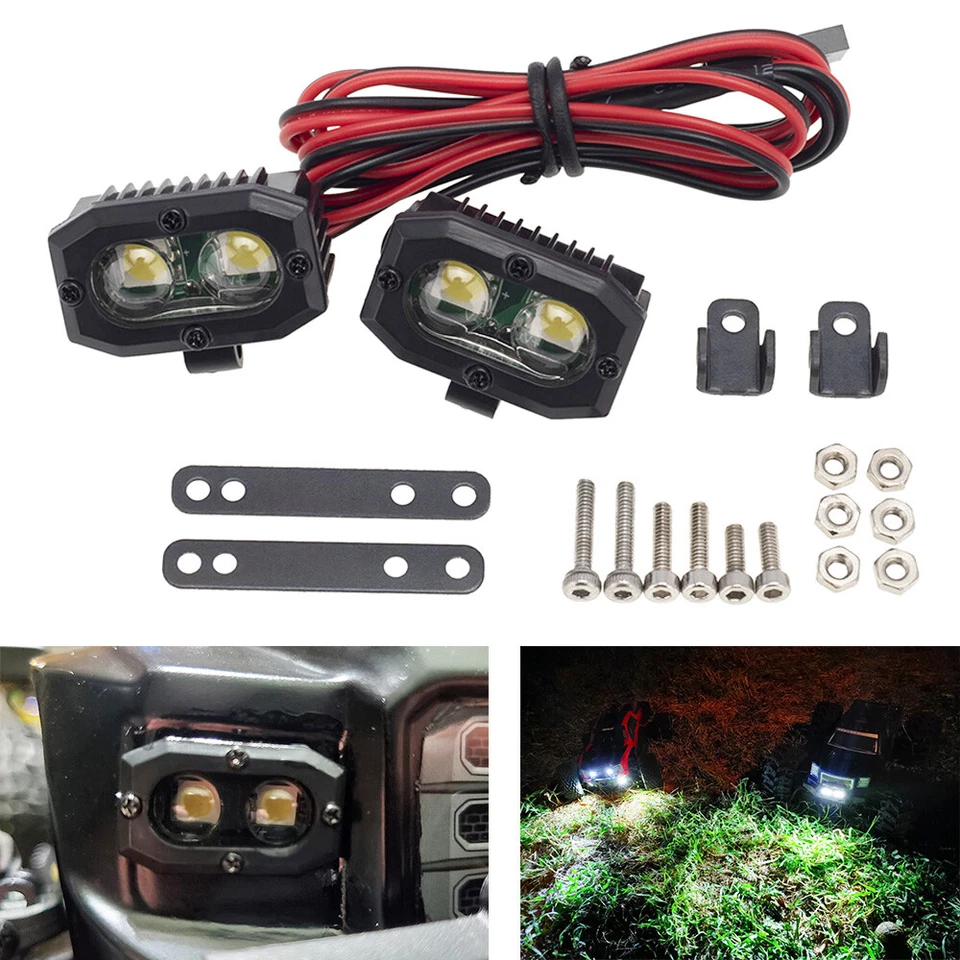 4PCS LED Headlight Roof Light Spotlight for 1/10 RC Crawler Axial SCX10 TRX4 Car - Image 2 of 4