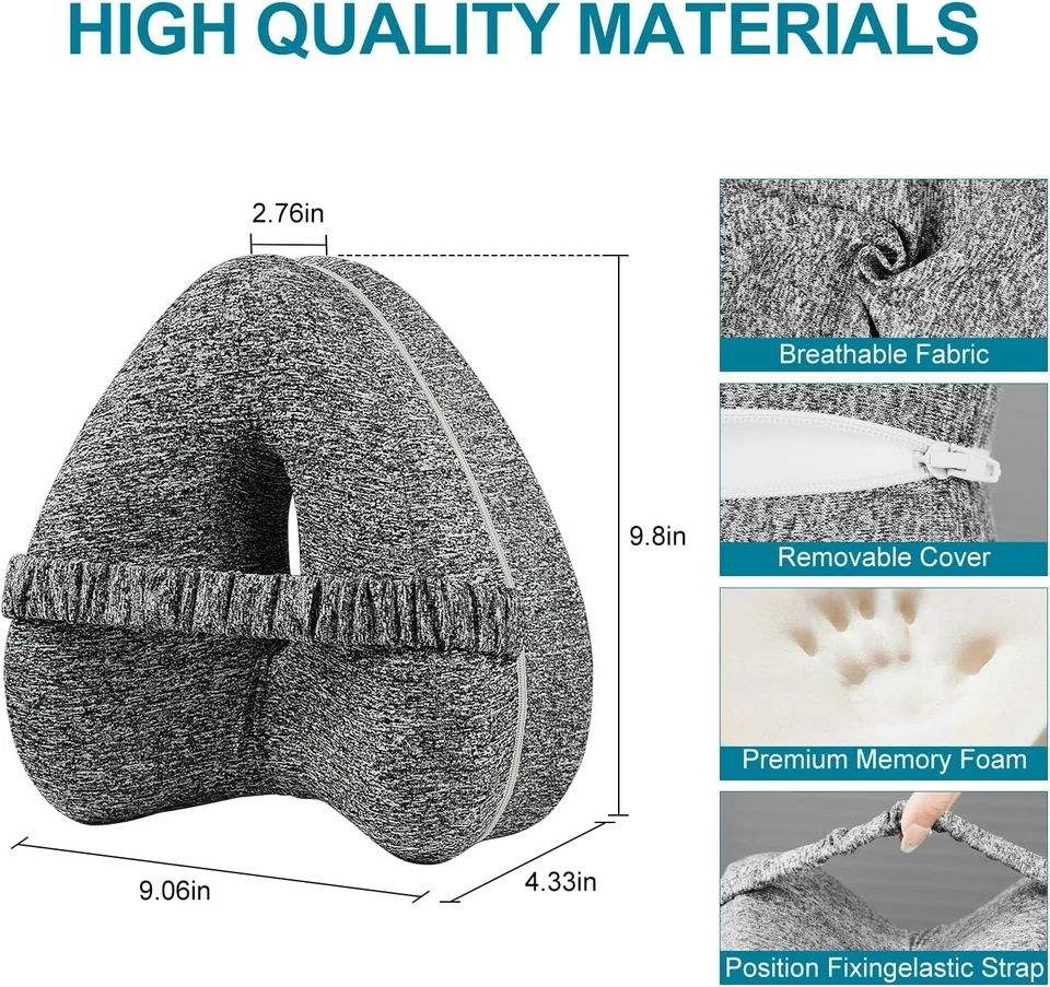 Almohada Premium para Piernas Espuma Memoria Almohada para Alivio del Dolor de Piernas y Rodillas para Dormir de lado Foto 2 de 4