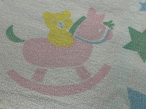 VTG BEACON BABY BLANKET PASTEL FLANNEL SWADDLE AIRPLANES BALLOONS BUNNY 1980’s - Picture 2 of 8