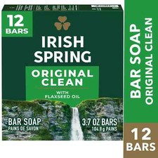  12 Bars Irish Spring Bar Soap for Men, Original Clean Mens Bar Soap, 3.7 Oz