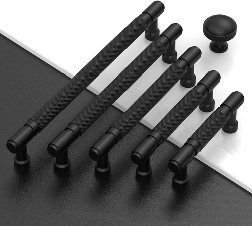 10 Pack Matte Black Knurled Cabinet Pulls 7.5 Inch(192Mm) Hole Center Drawer Pul - Picture 3 of 12