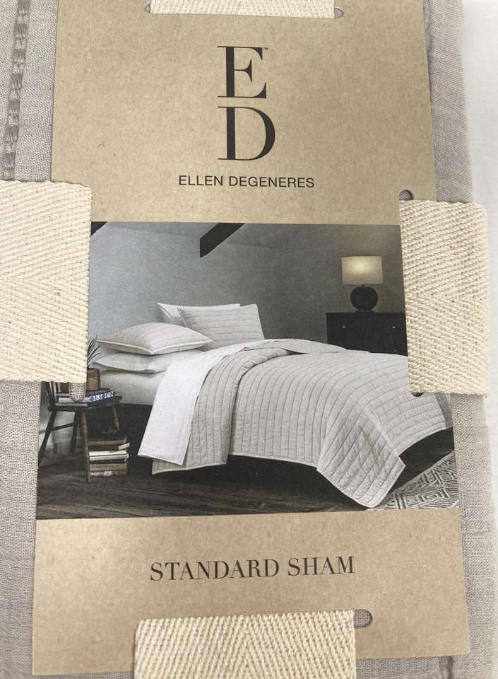 Funda de almohada Ellen Degeneres estándar falsa Marmont gris ostra 21”X27” algodón nuevo Foto 2 de 4