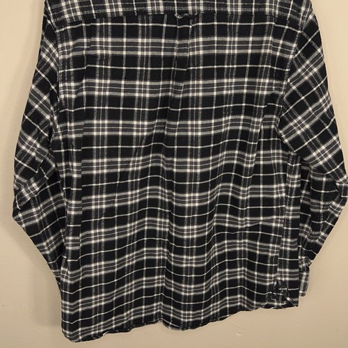LARGE JACHS MENS THICK FLANNEL BUTTON FRONT SHACKET BLACK WHITE COTTON - Picture 11 of 17