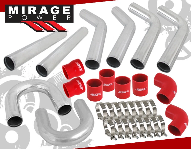 Diy Aluminum Piping Kit + Red Silicone Coupler+ 3" Jdm Sport Intercooler - Image 2 of 4