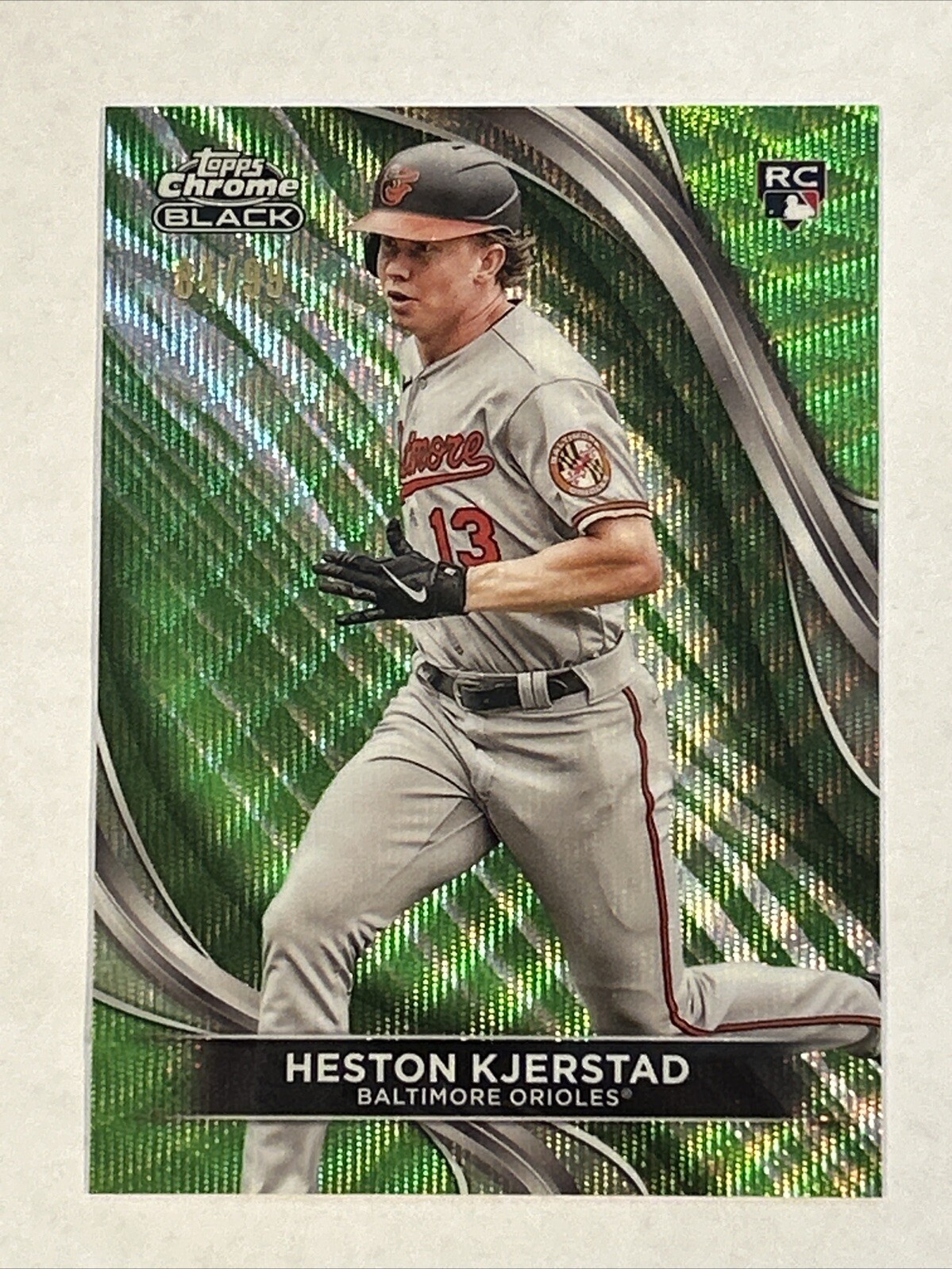 2024 Topps Chrome Black Green Wave #86 Heston Kjerstad /99 Baltimore Orioles RC