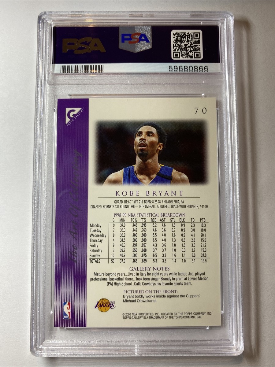 1999 Topps Gallery #70 Kobe Bryant GEM MINT PSA 10 LOW POPULATION