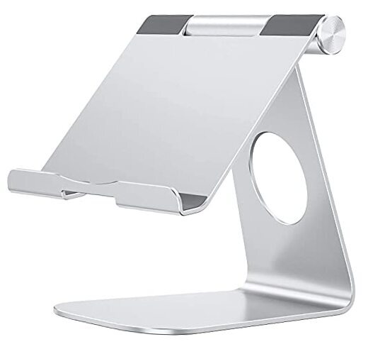 Tablet Stand Holder Adjustable, T1 Desktop Aluminum Tablet Dock Cradle Silver