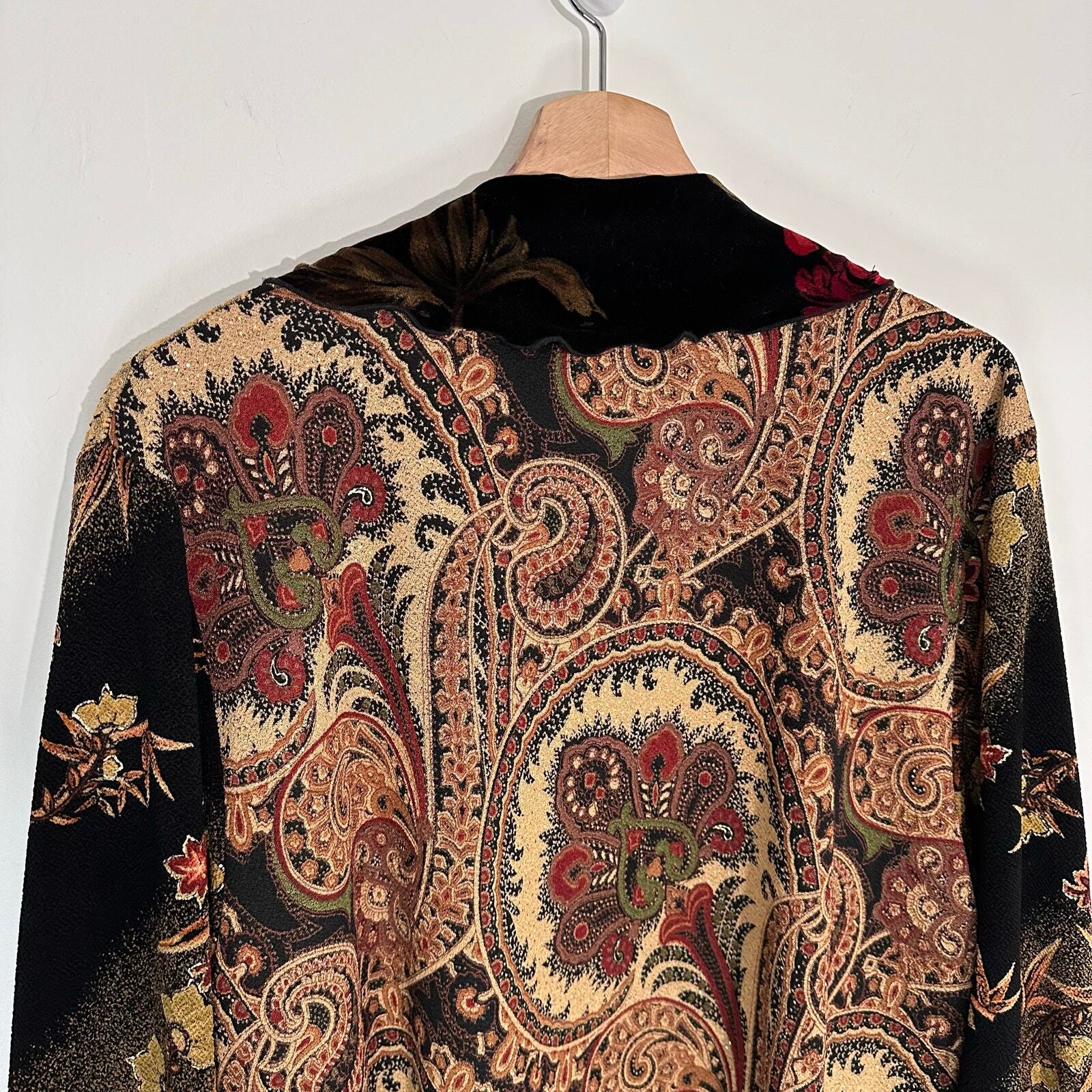 Lee Andersen Patchwork Velvet Cardigan Jacket Flo… - image 7
