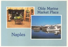 Postcard FL Naples Olde Marine Market Place Restaurants Waterfront Boat Rides