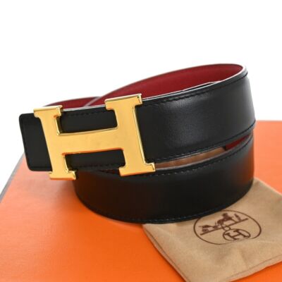 HERMES H Logo Constance Reversible Buckle Belt #70 Leather