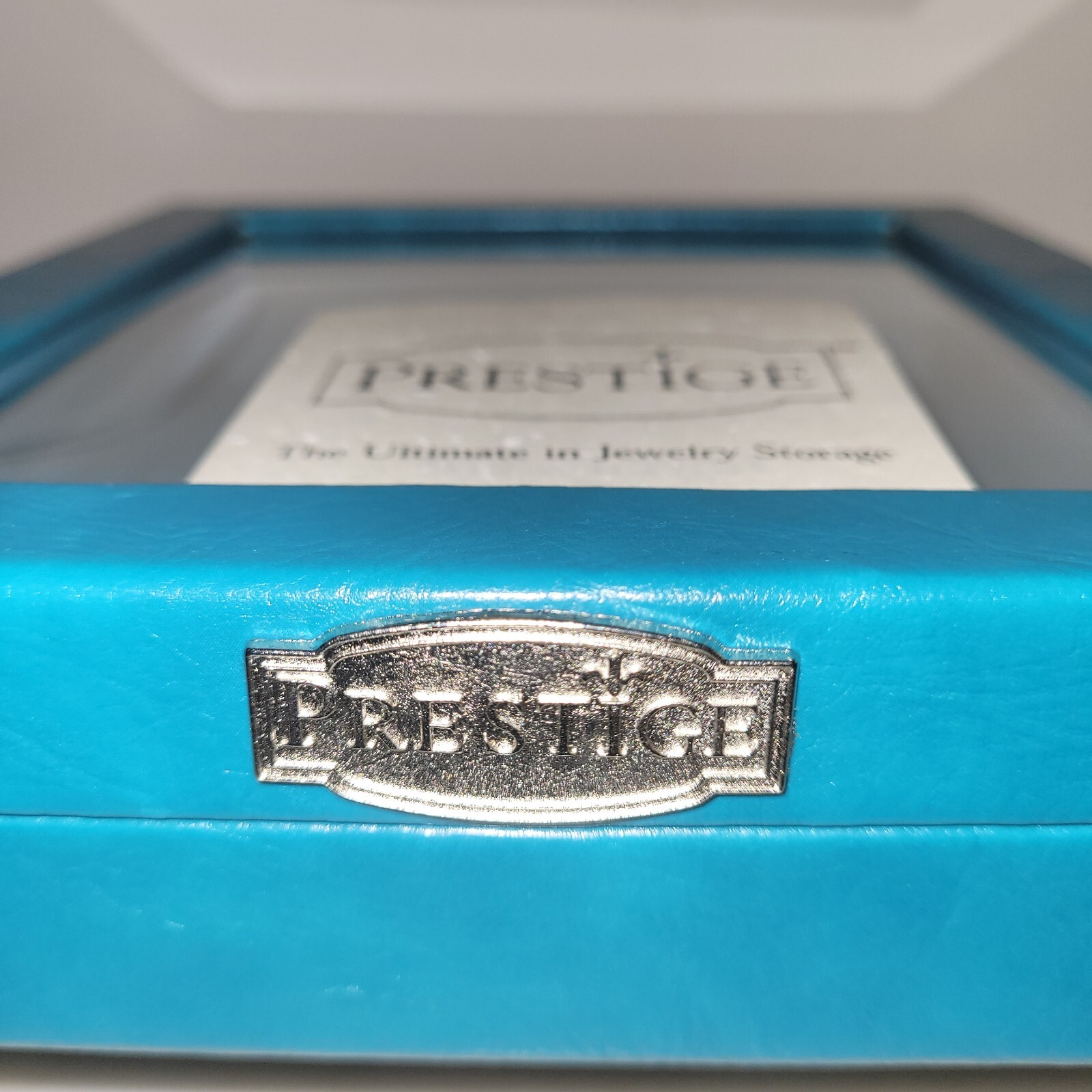 Prestige HSN Jewelry Storage Box TEAL AntiTarnish 8.5x7.5" Faux