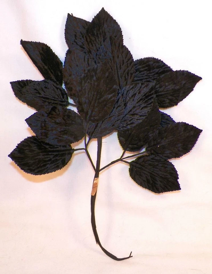 Antique Black Velvet & Silk Leaves Hat Making Millinery Victorian Edwardian - Image 3 of 4