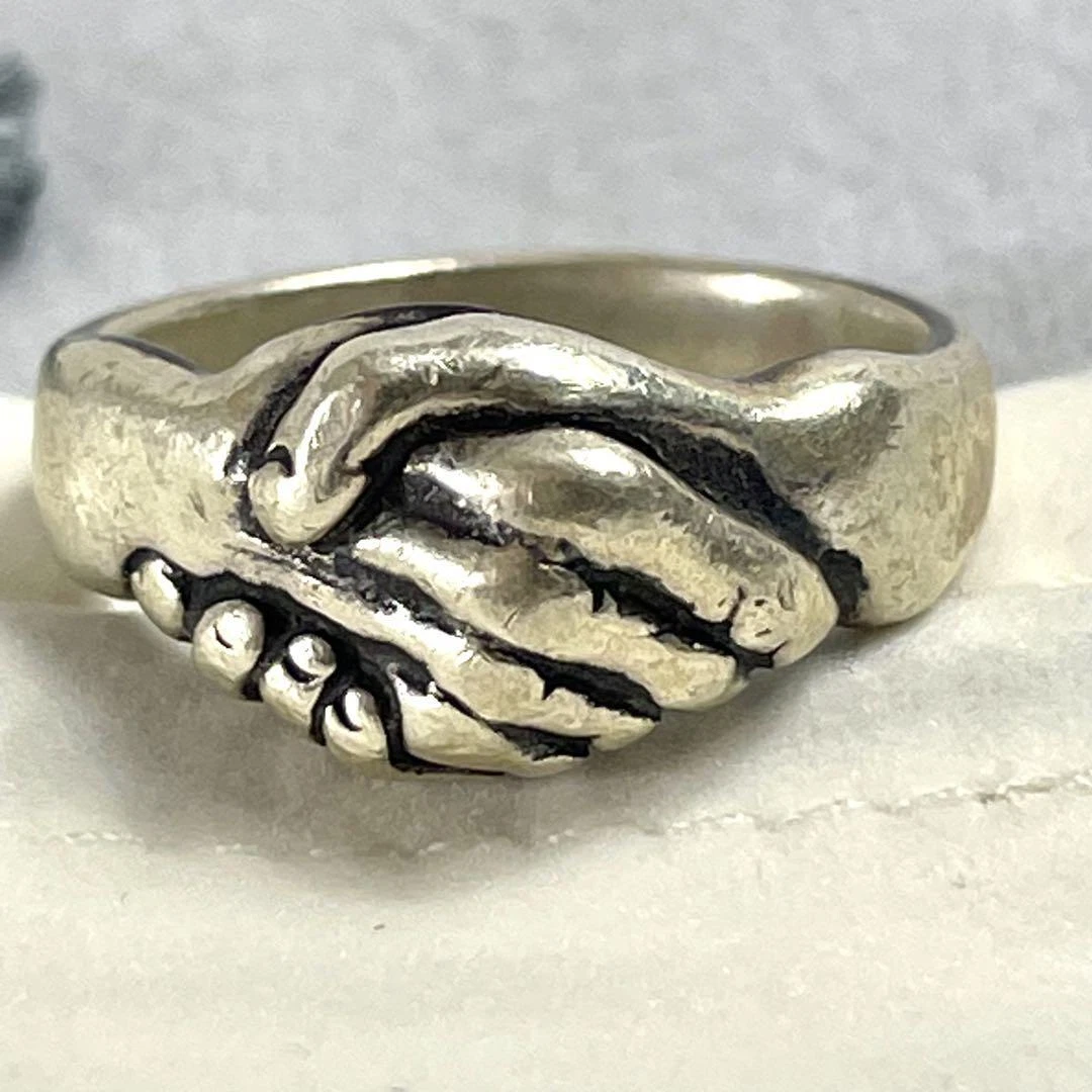Bill Wall Leather beams Hand Shake Ring silver US 8h | eBay