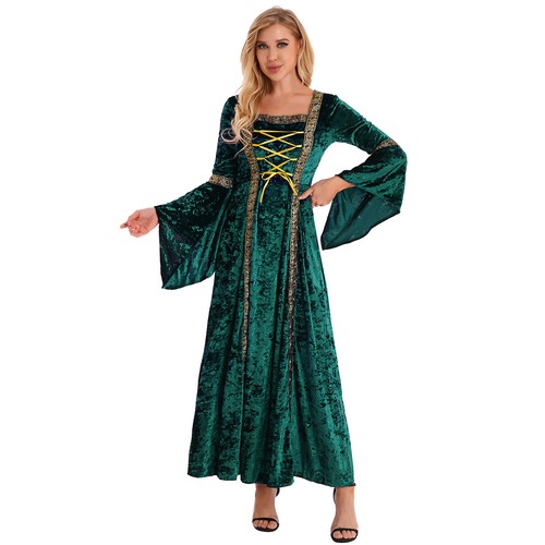 Women's 3/4 Sleeve Medieval Dress Halloween Victorian Renaissance Costumes Gowns - Picture 30 of 88