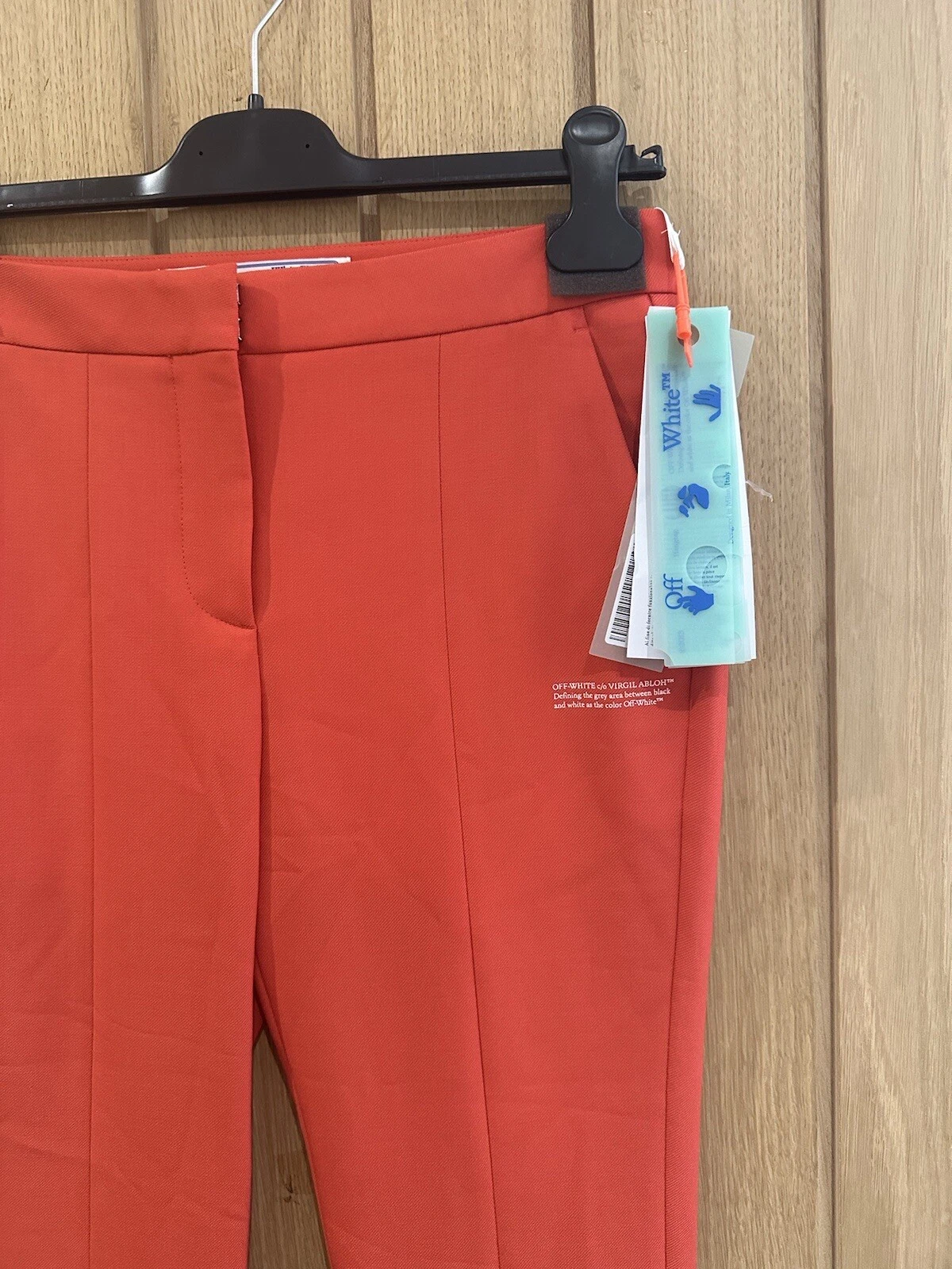 OFF WHITE PANTALONI SVASATI BIANCHI SPLIT ORLO taglia small ORIGINALI IMBALLO ORIGINALE £475 #W7