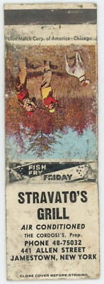STRAVATO'S GRILL  THE CORDOSi'S, Prop. Jamestown NY Antq Matchbook Cover D-6