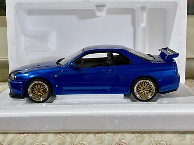 AUTOart 1/18 Nissan Skyline GT-R R34 V-Spec II BBS LM wheels Bayside Blue