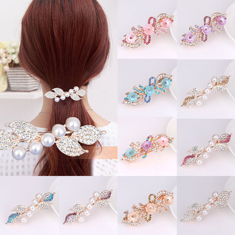 Hair Accessories Large Ponytail Clip Spring Horizontal Clip Flower Hairpin