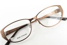 CHARMANT CH12077 BR Brown 52-15-140 Frames PURE TITANIUM Flex Hinge w/Case G114