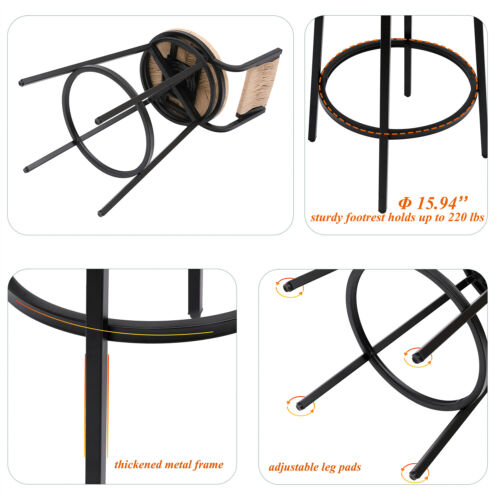 Set of 2 Bar Stools Bar Chairs Modern Kitchen Counter Height Dining Chair - Picture 21 of 51