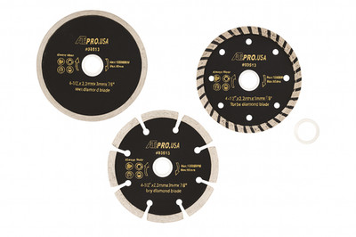 3PC 4.5'' Diamond Blade Set   Wet Dry Turbo Cutter 7/8''-5/8'' Arbor 13,200RPM