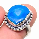 Natural Aqua Druzy Gemstone 925 Sterling Silver Ring Size 8 R998