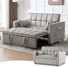 Modern 3 in 1 Convertible Sleeper Sofa Couch Bed with USB, Adjustable Backrest V