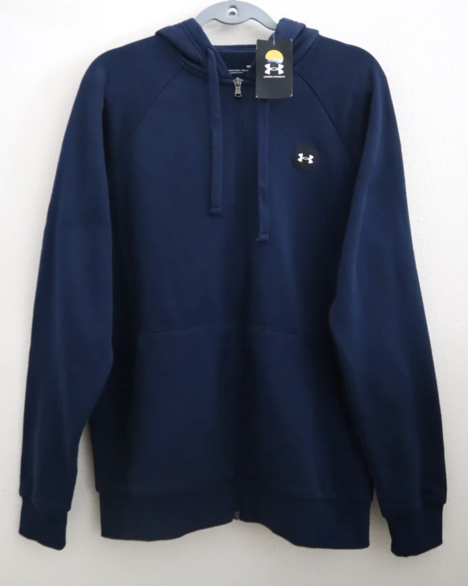 Under Armour 1357111-408 Men's Sz M Navy Blue Rival Fleece Full Zip Hoodie