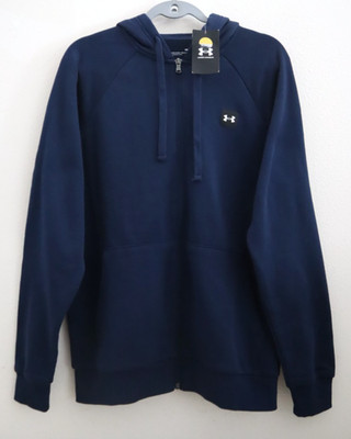 Under Armour 1357111-408 Men's Sz M Navy Blue Rival Fleece Full Zip Hoodie
