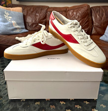 Vince. Korrin-B women s Leather Lace-Up Sneakers Wht/rd US 8, fits like 9