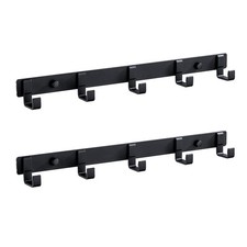 2 Pack Hat Coat Rack - Wall Mounted Aluminum Alloy Hook Rack 5 Hooks Black