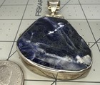 Big NOS Sterling Silver Natural Faceted Sodilite Handcrafted Pendant — photo 2