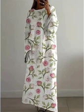 Robe Sweater Dress Midi Bonded Knit Fabric Oversized XL Sweet Floral Print New