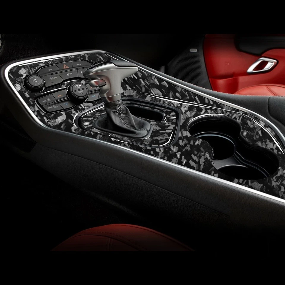 Juego de 4 cubiertas de panel de cambio de marchas de fibra de carbono forjada para Dodge Challenger 2015-23 Foto 3 de 4