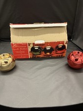 Vintage Set Ball Ornament Candle Holders 3” Metallic Finish - In Box