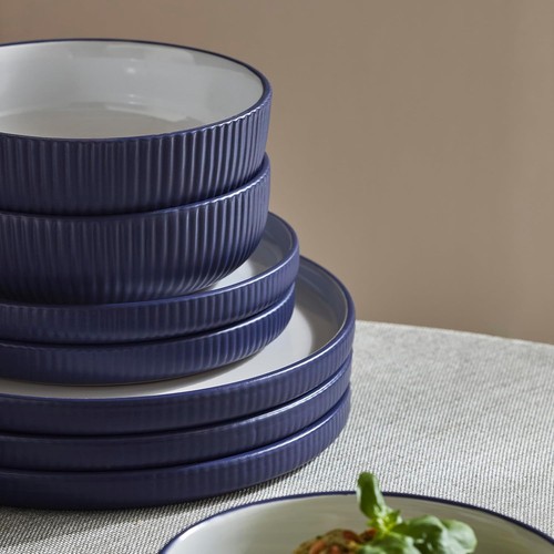 Christian Siriano Laro 24 Pezzi Gres - Servizio per 8, Blu Scuro - Foto 9 di 10