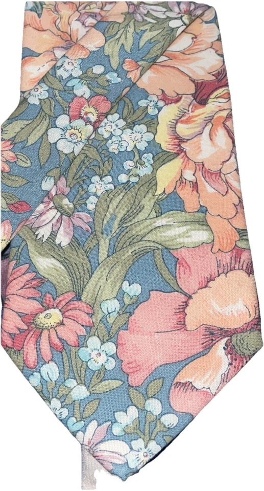 Windsor Cotton Floral Tie Blue/ Pink Multicolor - Made In USA - Image 4 of 4