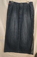 Vtg 90s Y2K UnionBay Denim Maxi Skirt Side Slits 4 Pocket Pencil A-Line Size 9