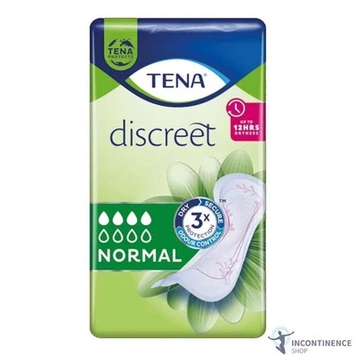 TENA Discreet Normal Thin Incontinence Pads for Women - 355ml - Pack of 12