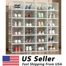 24pcs Shoe Storage Box Organizer, Transparent Plastic Stackable'  Shoe Container