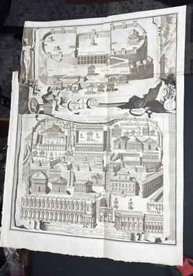 Antique Copperplate Engraving Ancient Rome Capitoline Hill Map Latin Print