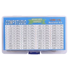 1/2W 1% 40 Values 400pcs Resistor Assortment Kit 1/2 Watt Metal Film Fixed